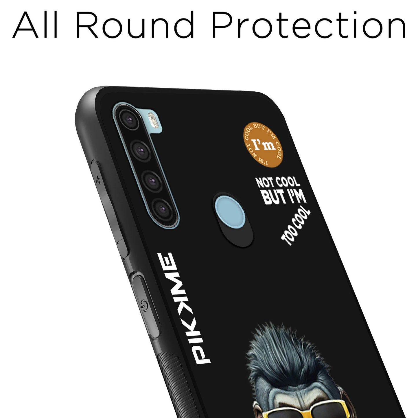 Pikkme Back Cover Pc Tpu + Printed Cool Funky Stylish Black Gorilla Swag Raised Edges Camera Protection |Bumper Case For Redmi Note 8 (Design 07)