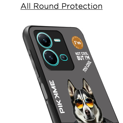 Pikkme Back Cover Pc Tpu + Printed Cool Funky Stylish Grey Dog Swag Raised Edges Camera Protection |Bumper Case For Vivo V25 5G (Design 02)