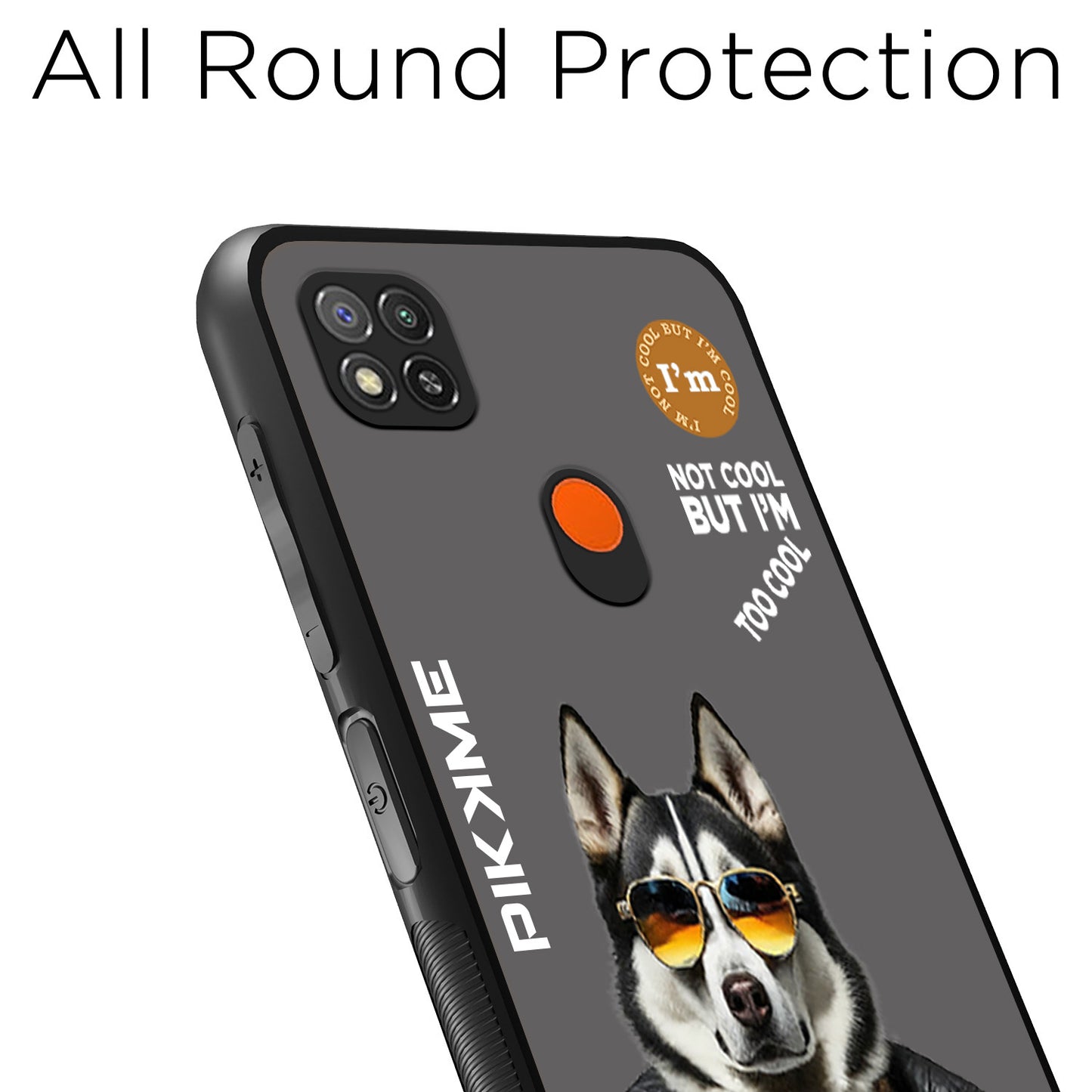 Pikkme Back Cover Pc Tpu + Printed Cool Funky Stylish Grey Dog Swag Raised Edges Camera Protection |Bumper Case For Redmi 9 (Design 02)