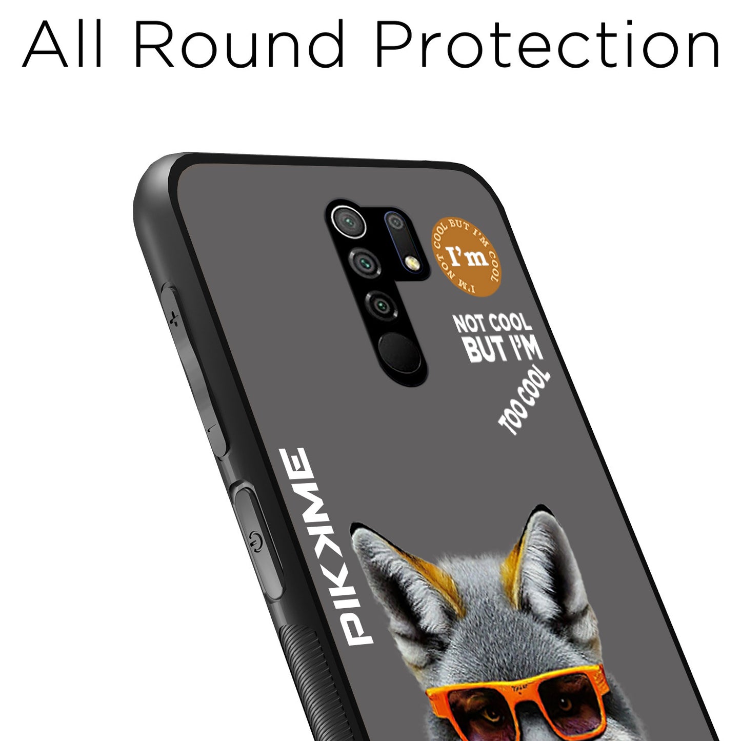 Pikkme Back Cover Pc Tpu + Printed Cool Funky Stylish Grey Wolf Swag Raised Edges Camera Protection |Bumper Case For Redmi 9 Prime (Design 01)