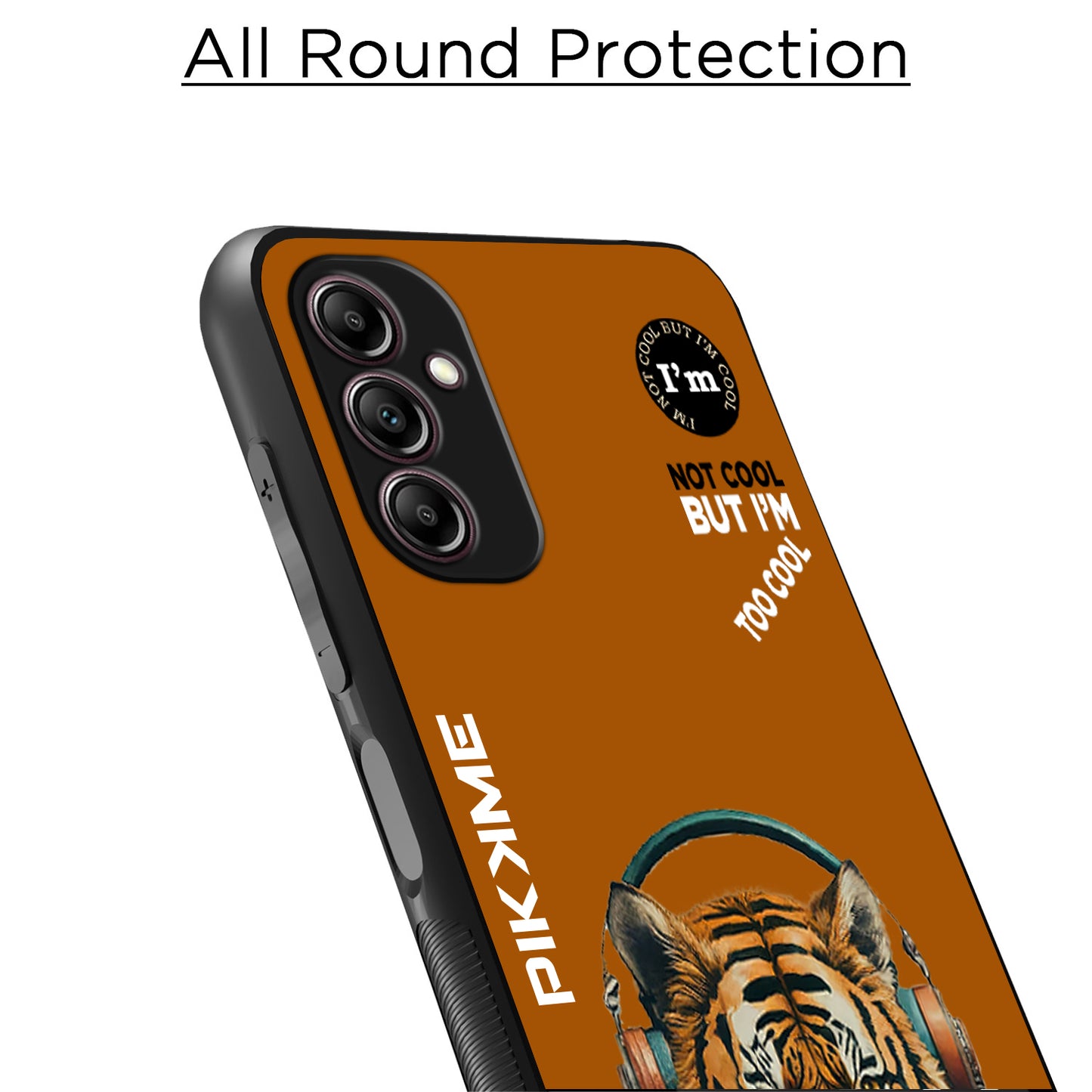 Pikkme Back Cover Pc Tpu + Printed Cool Funky Stylish Brown Tiger Swag Raised Edges Camera Protection |Bumper Case For Samsung Galaxy A14 (Design 09)