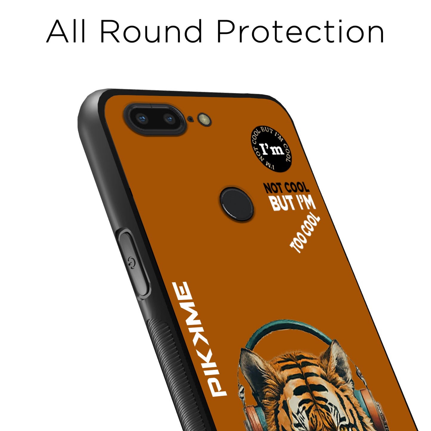 Pikkme Back Cover Pc Tpu + Printed Cool Funky Stylish Brown Tiger Swag Raised Edges Camera Protection |Bumper Case For OnePlus 5T (Design 09)