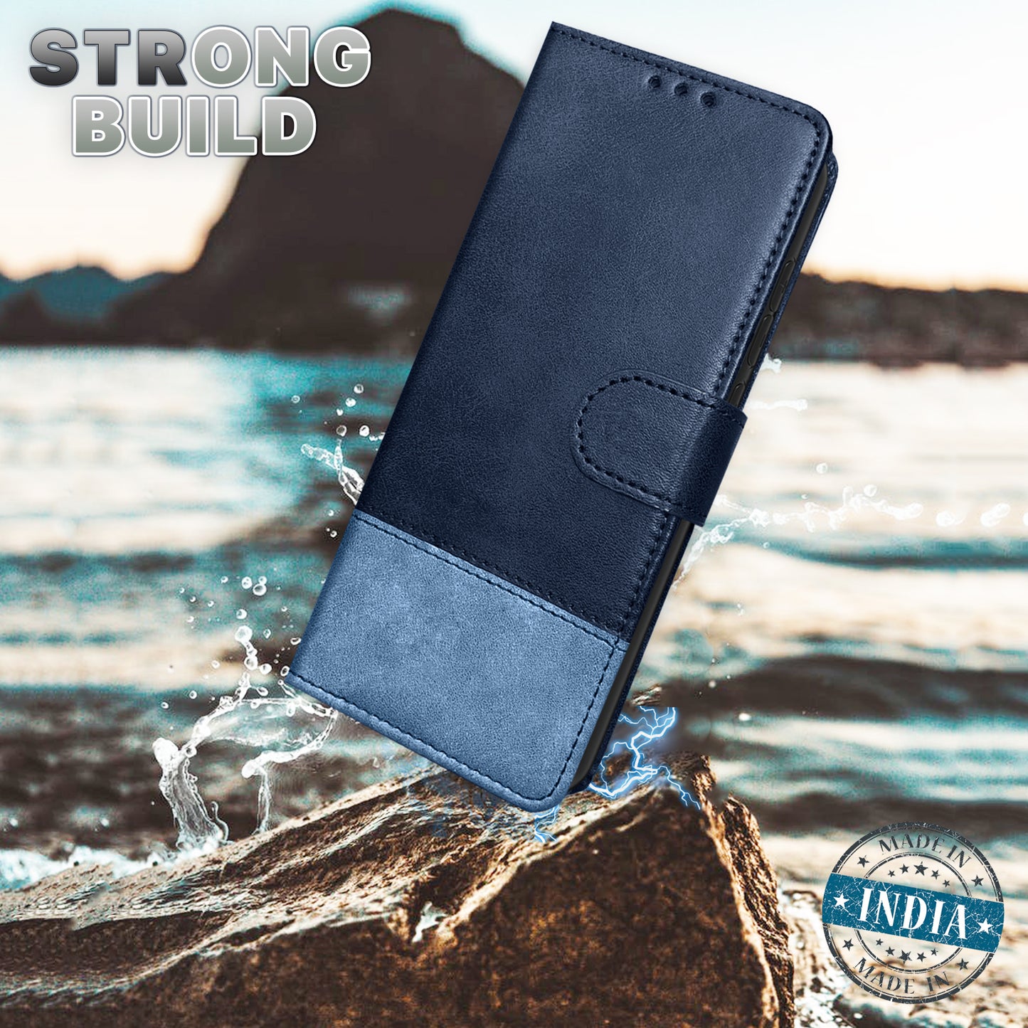 Pikkme Oppo Reno 12 5G Contrast Flip Cover (Blue)