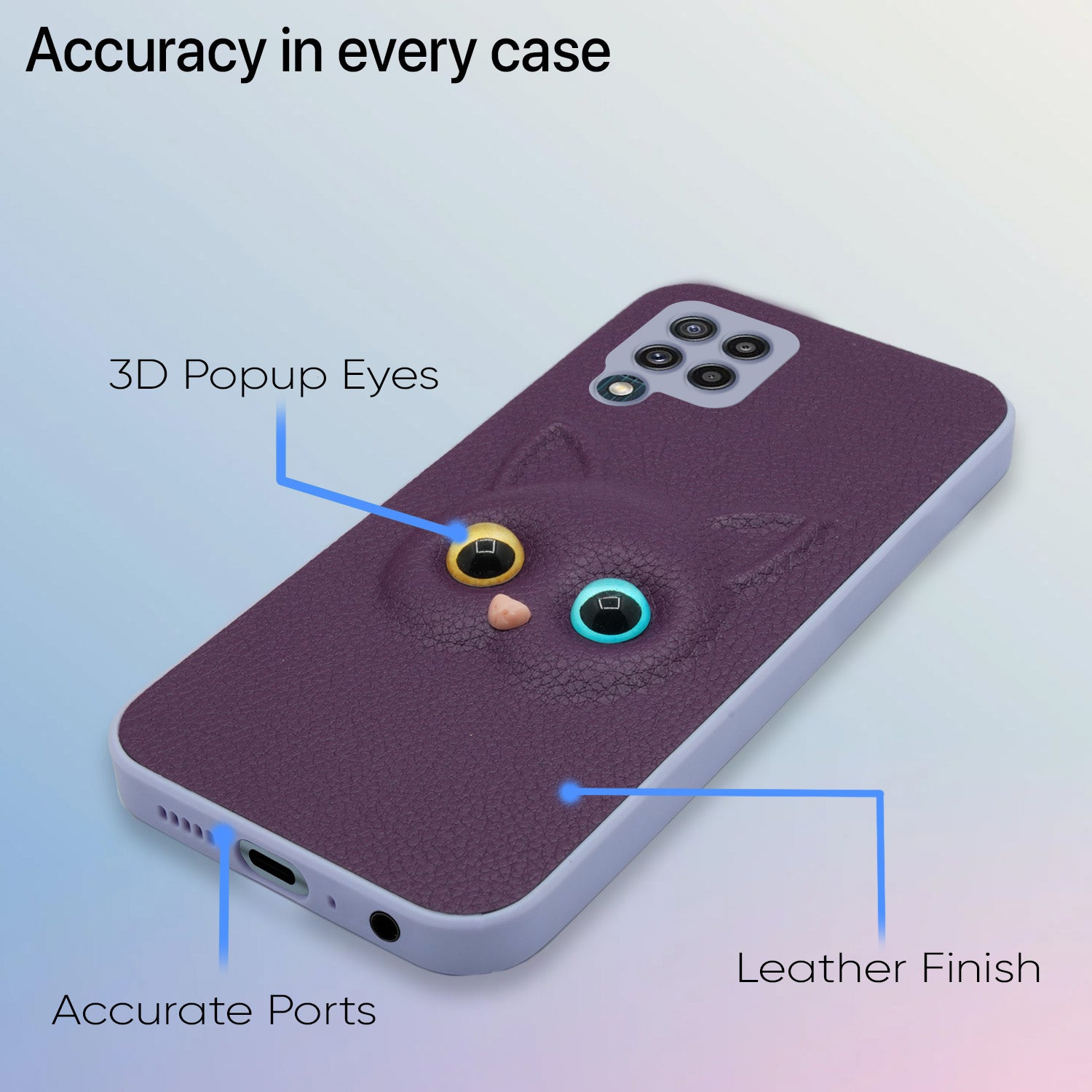 Pikkme Samsung Galaxy M32 Prime / M32 4G Kitty Back Cover (Purple)