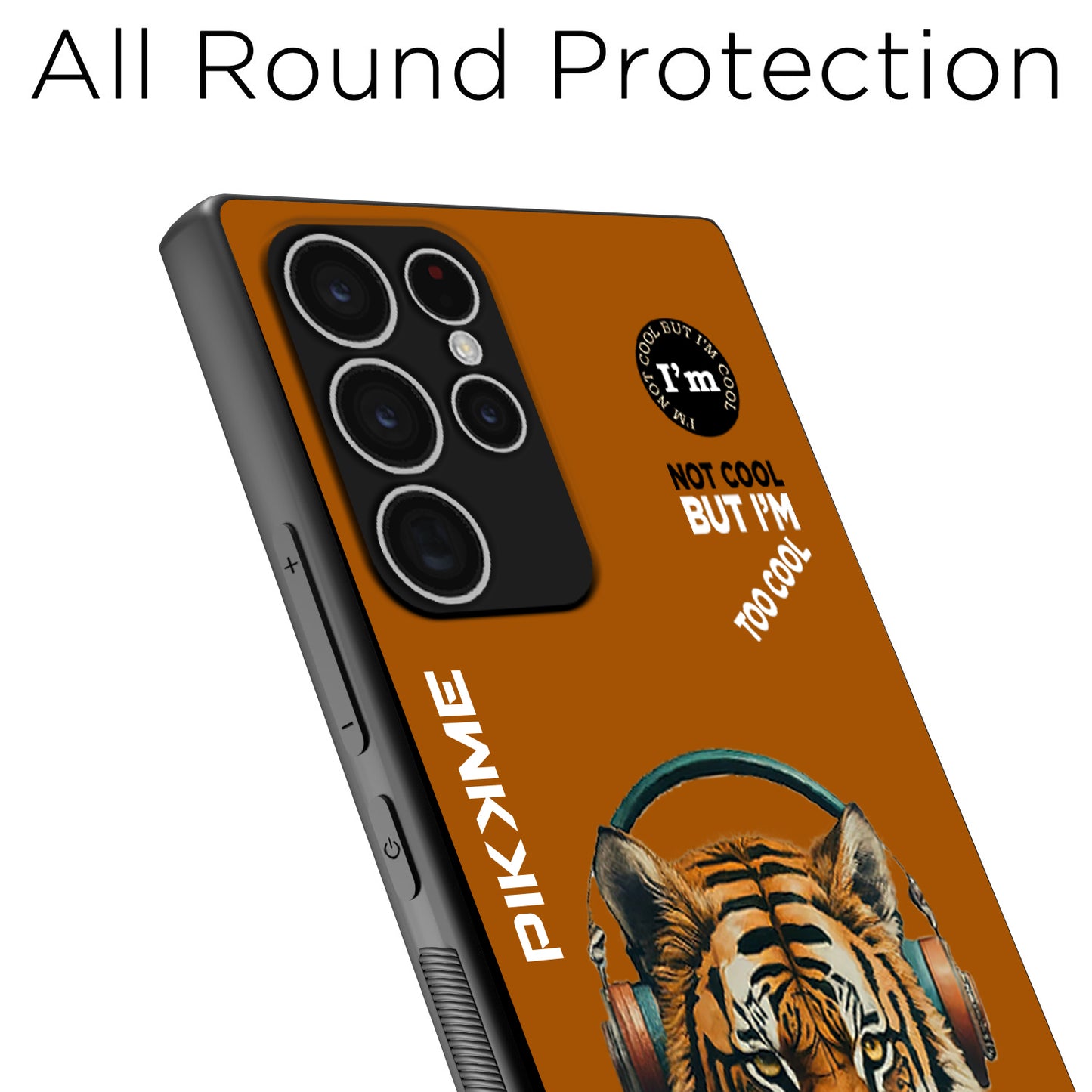 Pikkme Back Cover Pc Tpu + Printed Cool Funky Stylish Brown Tiger Swag Raised Edges Camera Protection |Bumper Case For Samsung Galaxy S23 Ultra 5G (Design 09)