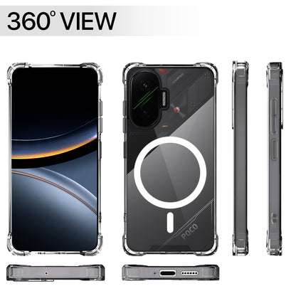 Pikkme Poco F7 5G Mag-Safe Shockproof PC + TPU Back Cover (Transparent)