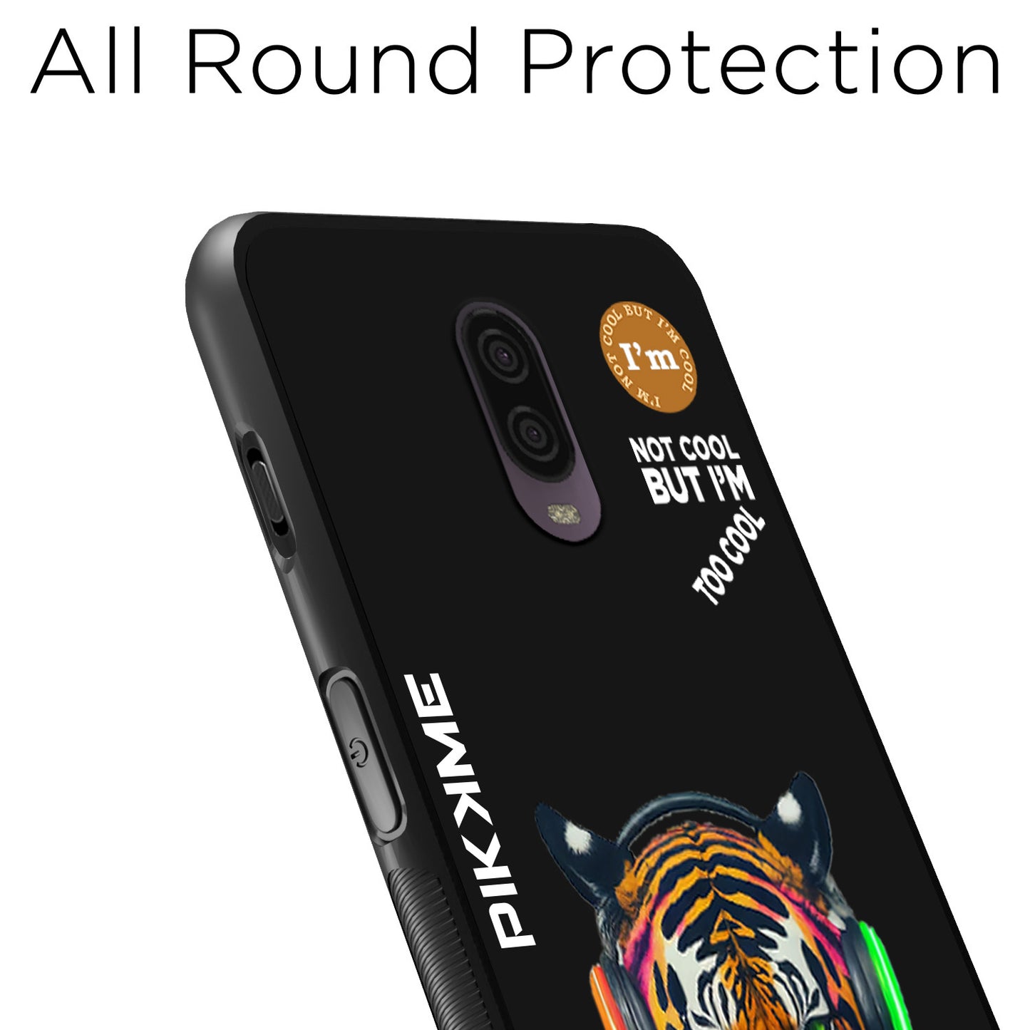 Pikkme Back Cover Pc Tpu + Printed Cool Funky Stylish Black Tiger Swag Raised Edges Camera Protection |Bumper Case For OnePlus 6T (Design 06)