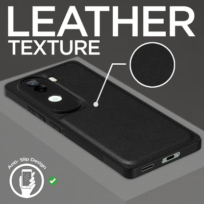 Pikkme Vivo V40e / iQOO Z9s 5G Leather Back Case | Black