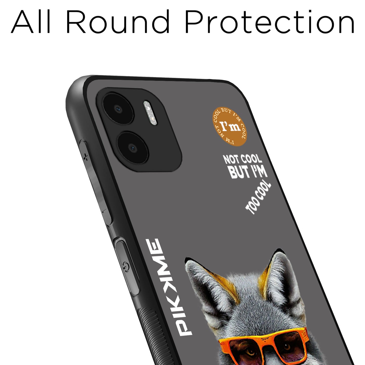 Pikkme Back Cover Pc Tpu + Printed Cool Funky Stylish Grey Wolf Swag Raised Edges Camera Protection |Bumper Case For Redmi A1 (Design 01)