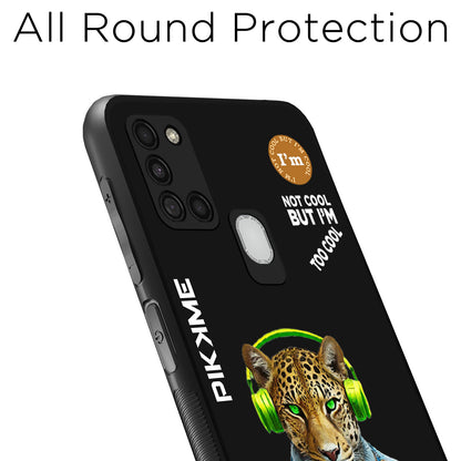 Pikkme Back Cover Pc Tpu + Printed Cool Funky Stylish Black Leopard Swag Raised Edges Camera Protection |Bumper Case For Samsung Galaxy A21S (Design 03)