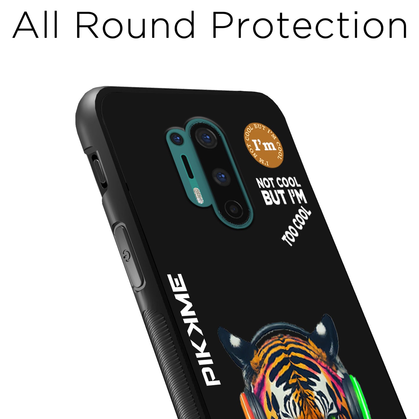 Pikkme Back Cover Pc Tpu + Printed Cool Funky Stylish Black Tiger Swag Raised Edges Camera Protection |Bumper Case For OnePlus 8 Pro (Design 06)