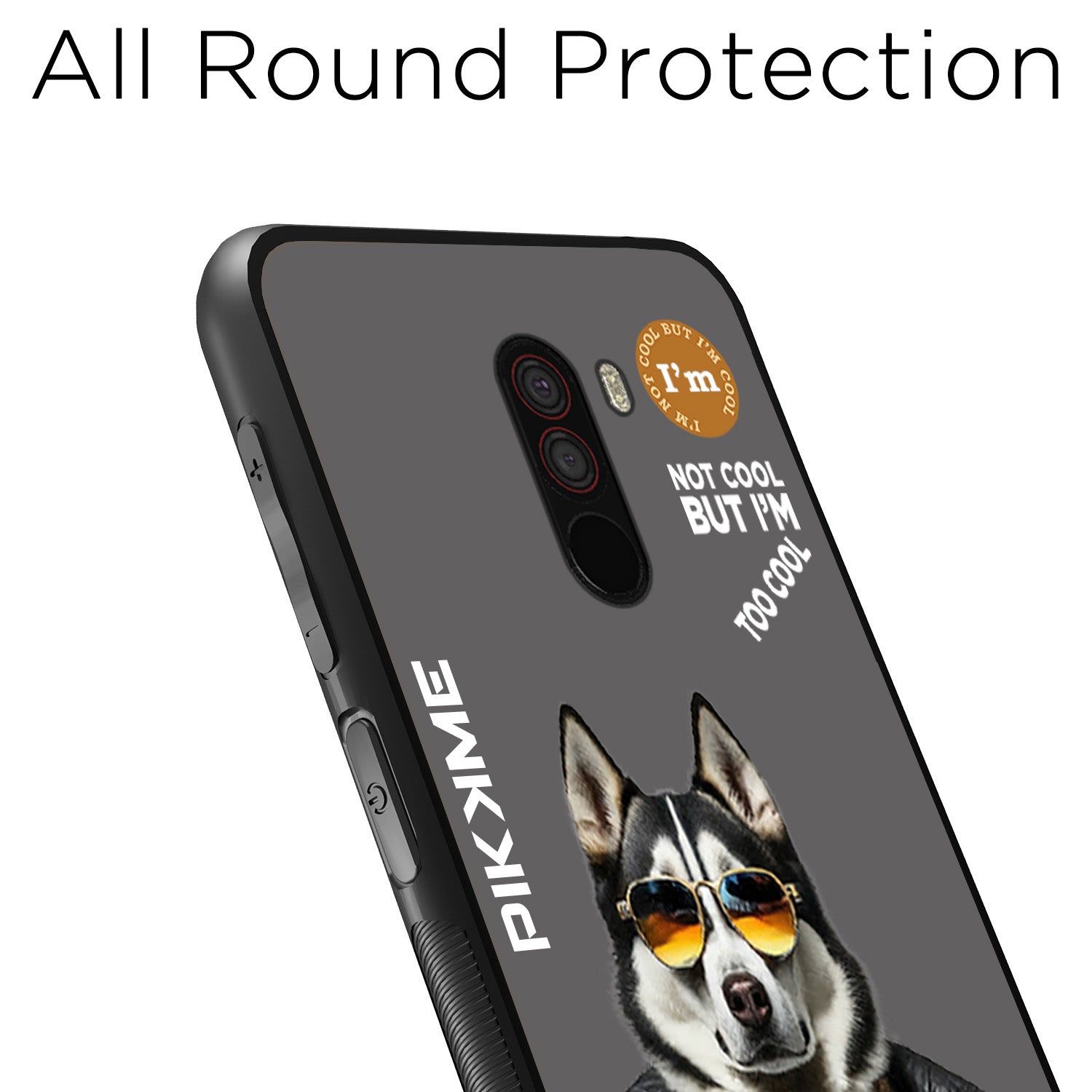 Pikkme Back Cover Pc Tpu + Printed Cool Funky Stylish Grey Dog Swag Raised Edges Camera Protection |Bumper Case For Poco F1 (Design 02)