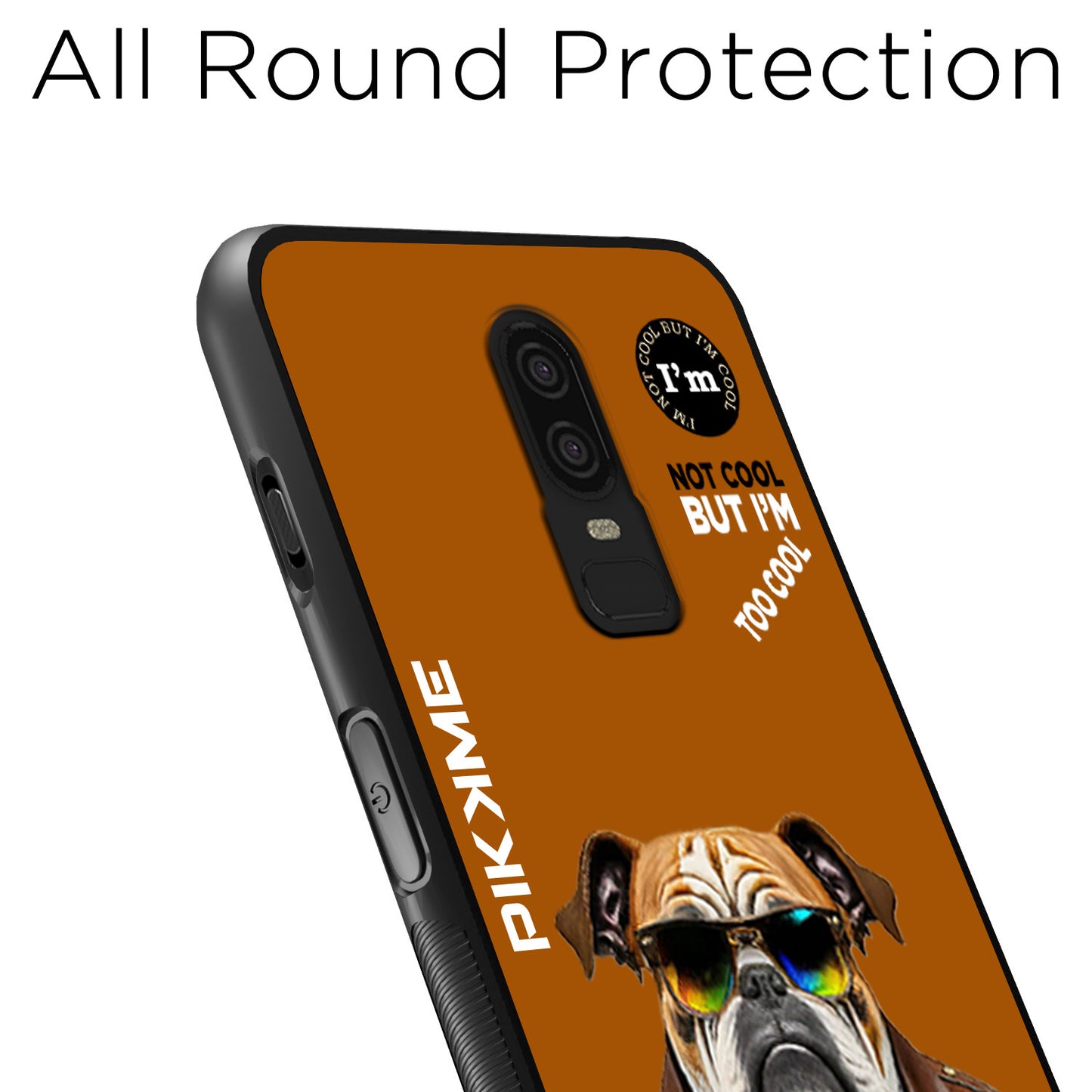 Pikkme Back Cover Pc Tpu + Printed Cool Funky Stylish Brown Dog Swag Raised Edges Camera Protection |Bumper Case For OnePlus 6 (Design 10)