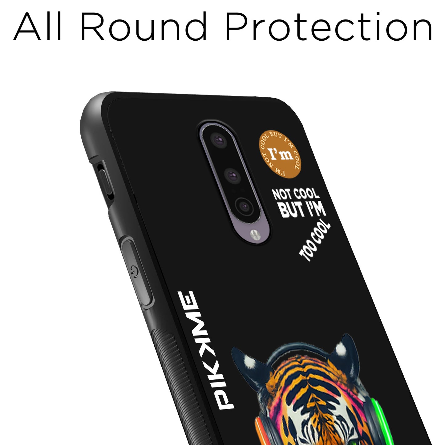 Pikkme Back Cover Pc Tpu + Printed Cool Funky Stylish Black Tiger Swag Raised Edges Camera Protection |Bumper Case For OnePlus 8 (Design 06)