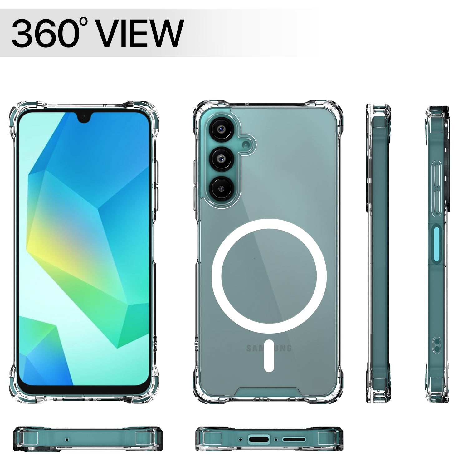 Pikkme Samsung Galaxy A17 5G Mag-Safe Shockproof PC + TPU Back Cover (Transparent Mag-Safe)