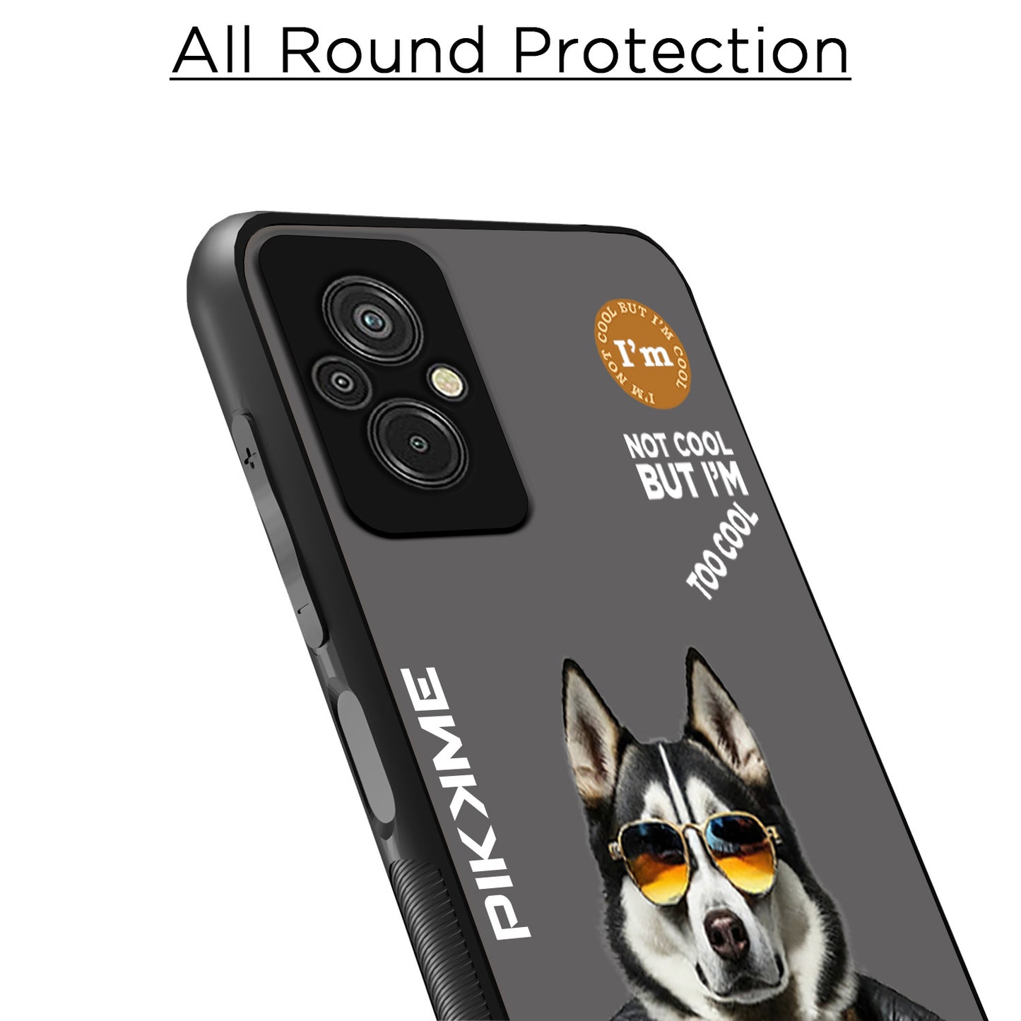 Pikkme Back Cover Pc Tpu + Printed Cool Funky Stylish Grey Dog Swag Raised Edges Camera Protection |Bumper Case For Redmi 11 Prime (Design 02)