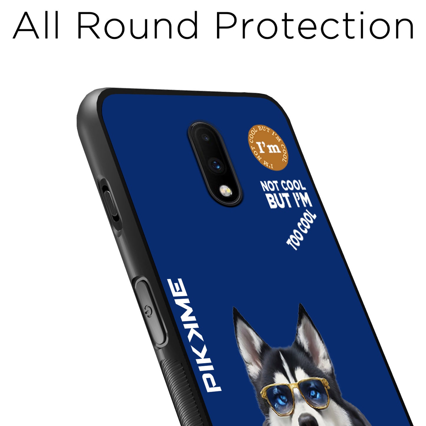 Pikkme Back Cover Pc Tpu + Printed Cool Funky Stylish Blue Dog Swag Raised Edges Camera Protection |Bumper Case For OnePlus 7 (Design 08)