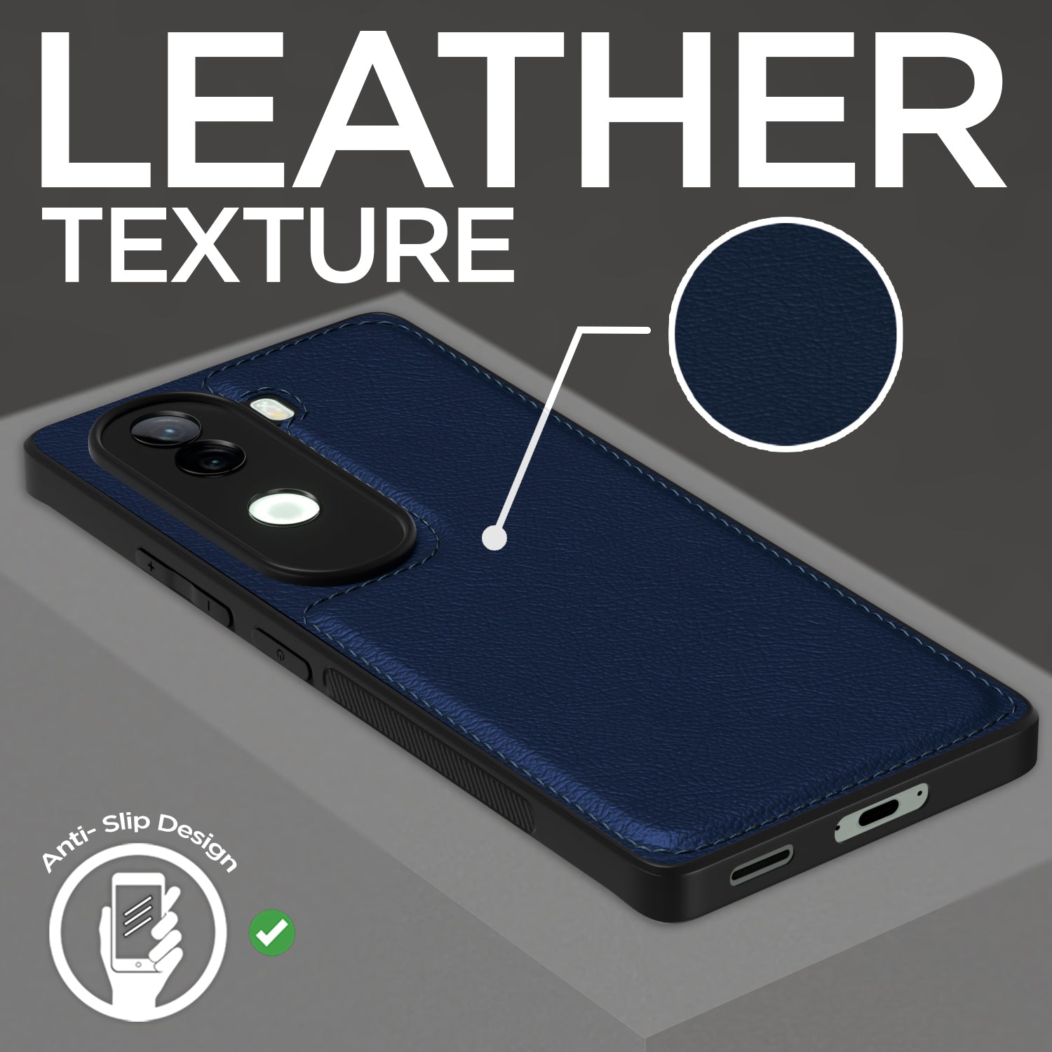 Pikkme Vivo V40e / iQOO Z9s 5G Leather Back Case | Blue