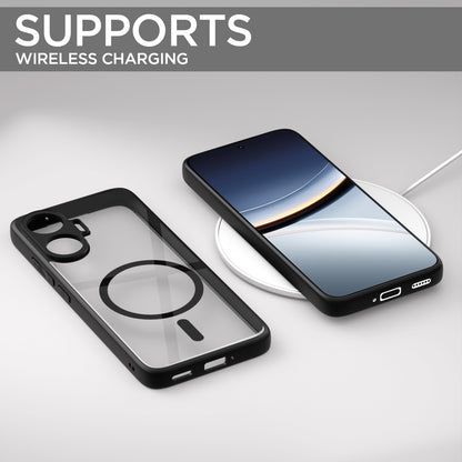 Pikkme Poco F7 5G Eagle 2 Mag-Safe Shockproof Hard Transparent Back Cover (Black)