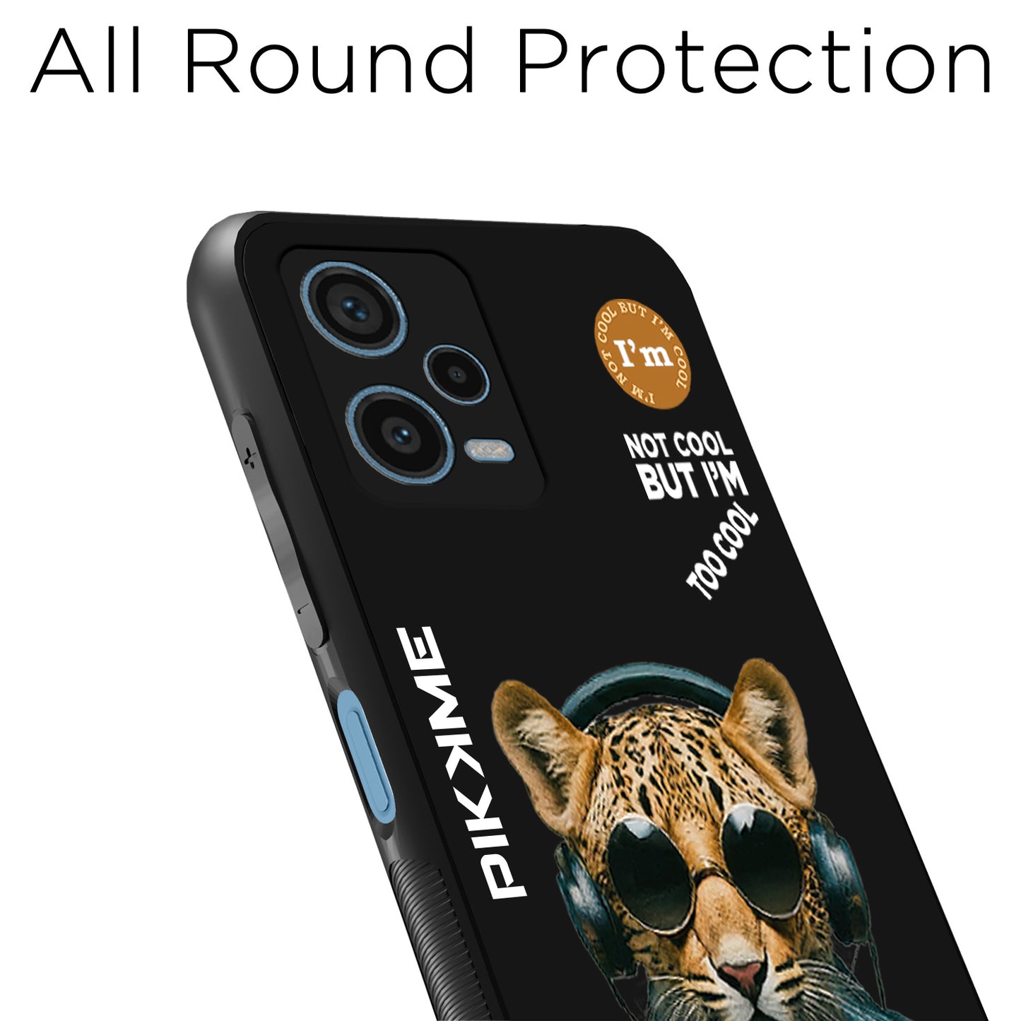 Pikkme Back Cover Pc Tpu + Printed Cool Funky Stylish Black Leopard Swag Raised Edges Camera Protection |Bumper Case For Redmi Note 12 Pro Plus (Design 04)