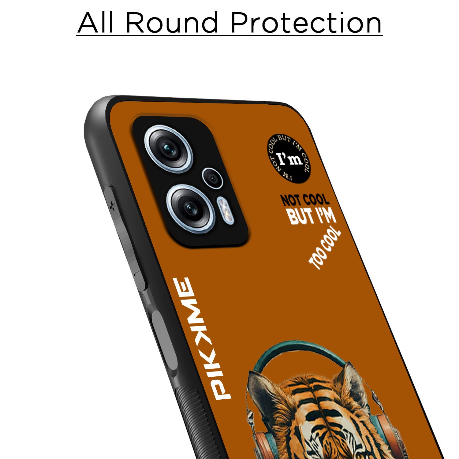 Pikkme Back Cover Pc Tpu + Printed Cool Funky Stylish Brown Tiger Swag Raised Edges Camera Protection |Bumper Case For Redmi K50i (Design 09)