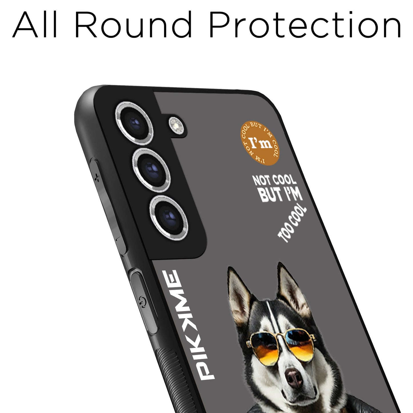 Pikkme Back Cover Pc Tpu + Printed Cool Funky Stylish Grey Dog Swag Raised Edges Camera Protection |Bumper Case For Samsung Galaxy S21 Fe (Design 02)