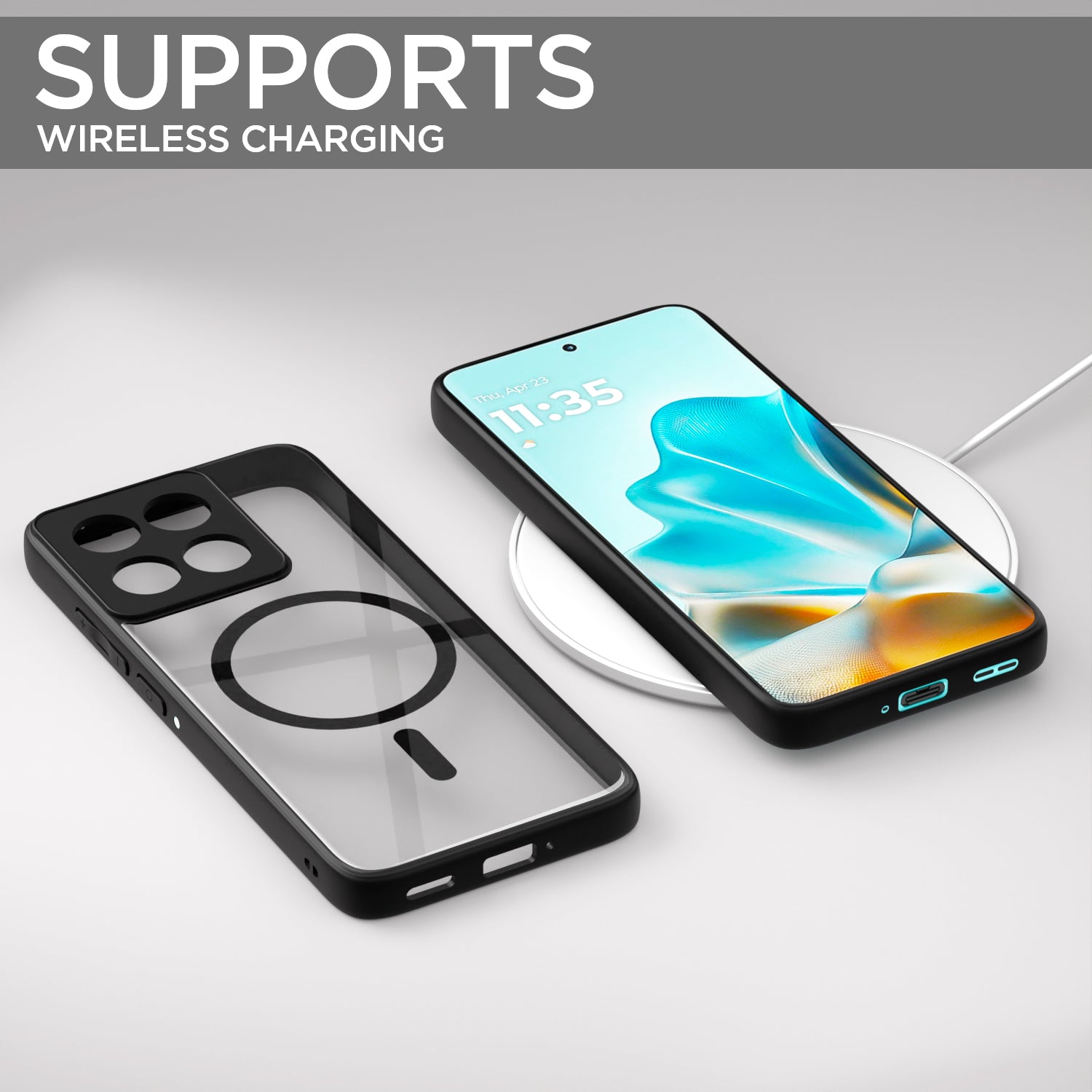 Pikkme Motorola Moto Edge 60 Fusion 5G Eagle 2 Mag-Safe Shockproof Hard Transparent Back Cover (Black)
