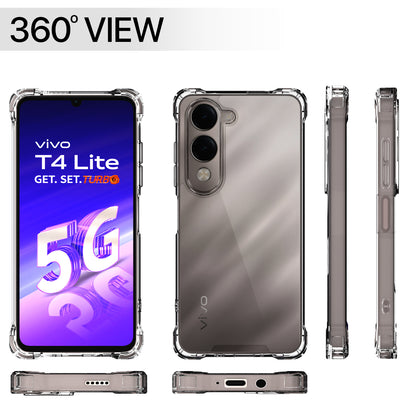 Pikkme Vivo T4 lite 5G / IQOO Z10 lite 5G / Vivo Y04 4G / Vivo Y19 5G PC + TPU Crystal Clear Transparent Back Cover (Transparent)