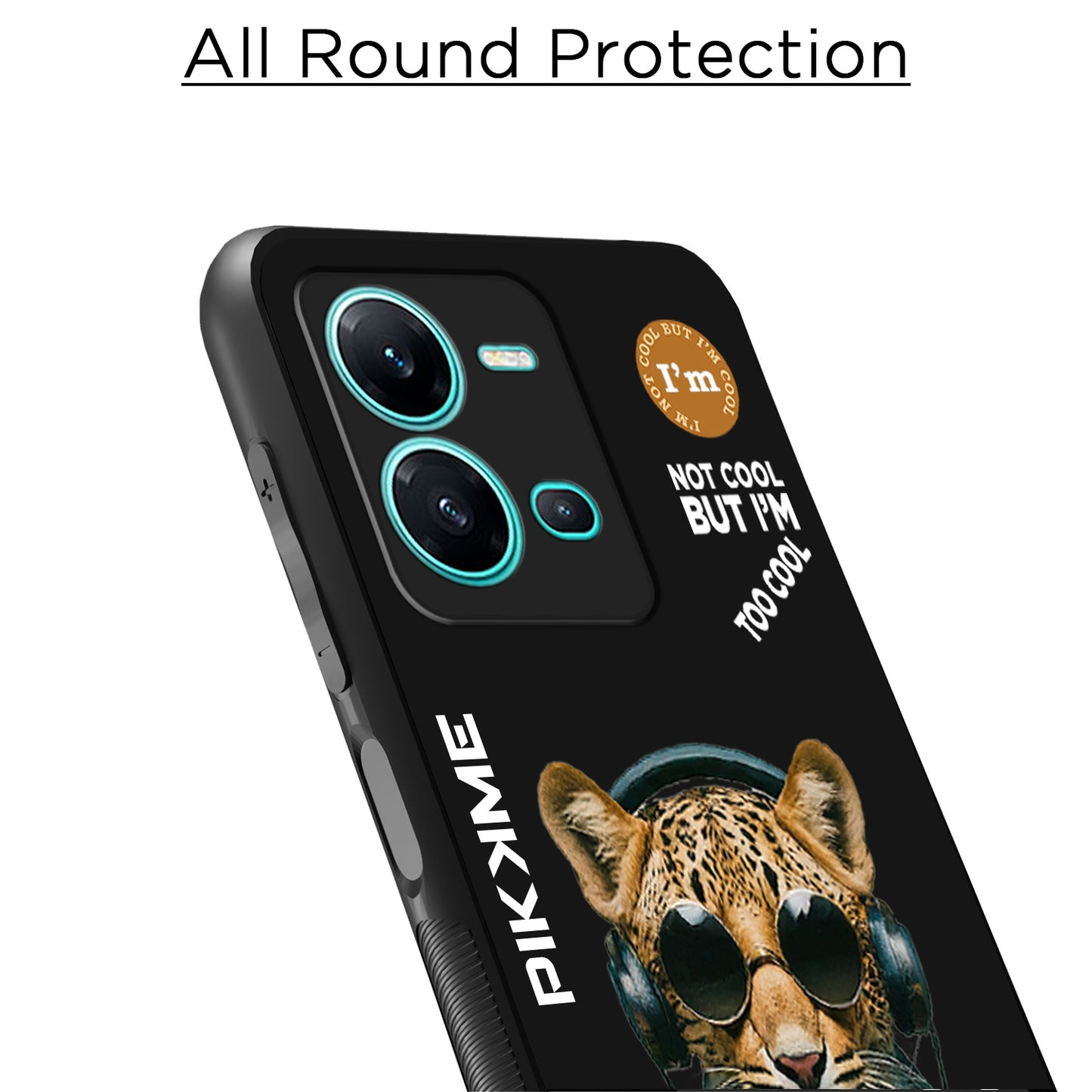 Pikkme Back Cover Pc Tpu + Printed Cool Funky Stylish Black Leopard Swag Raised Edges Camera Protection |Bumper Case For Vivo V25 5G (Design 04)