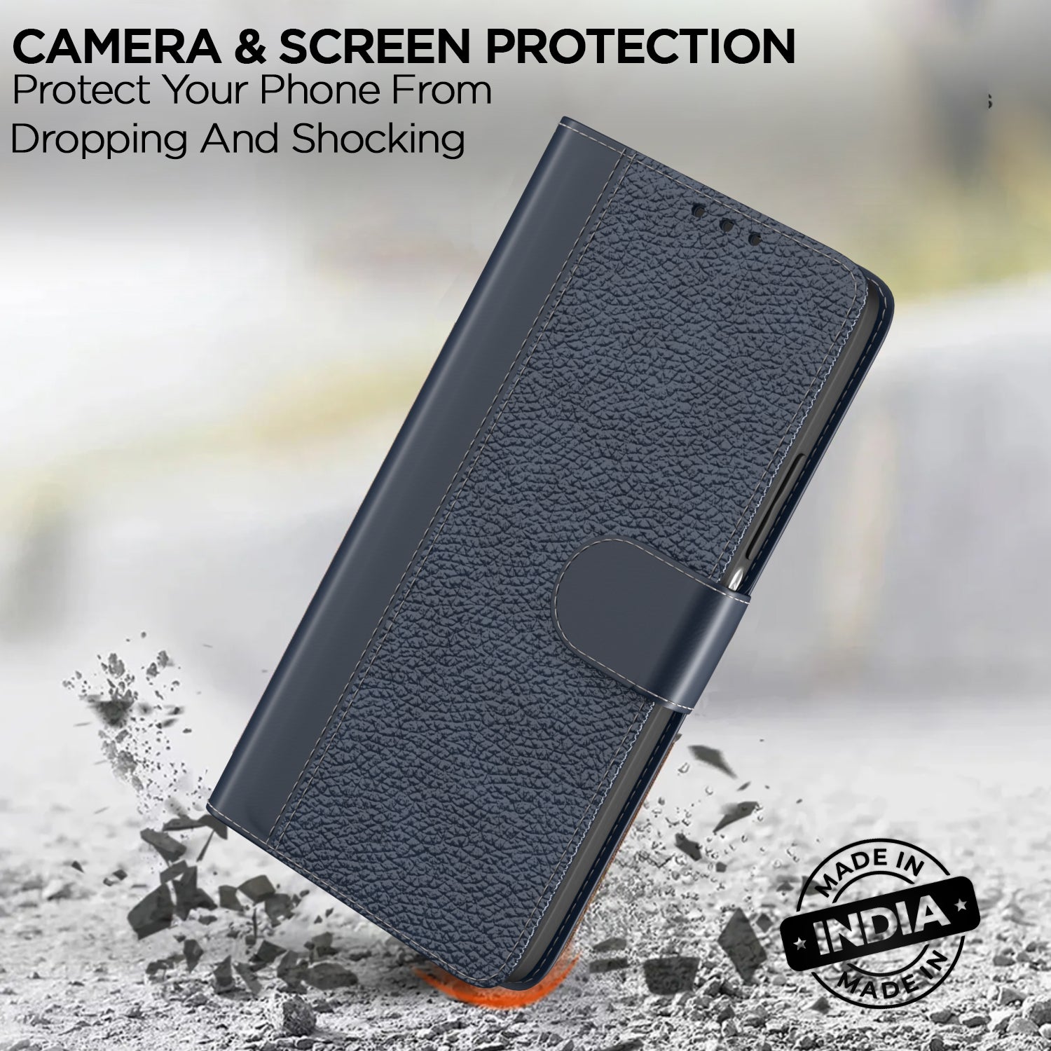 Pikkme Oppo A5x Contrast Double Flip Cover (Blue)