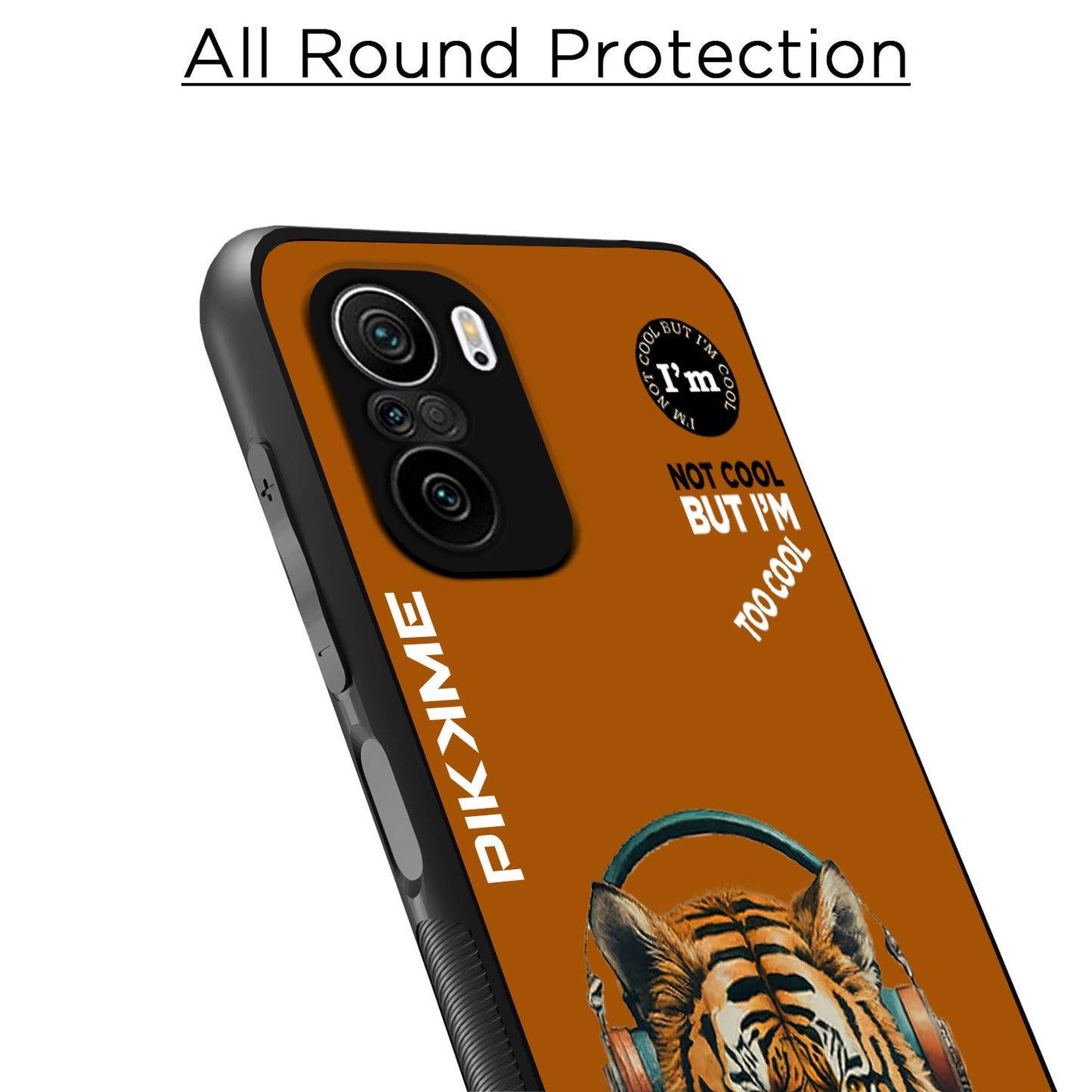 Pikkme Back Cover Pc Tpu + Printed Cool Funky Stylish Brown Tiger Swag Raised Edges Camera Protection |Bumper Case For Xiaomi 11X (Design 09)