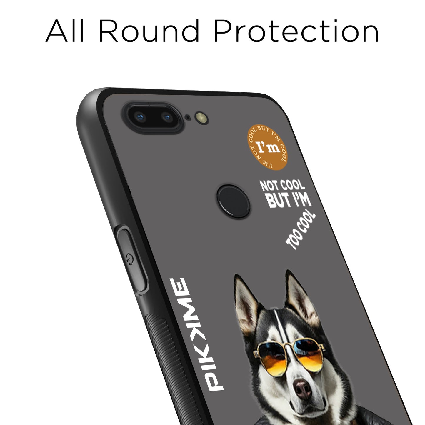 Pikkme Back Cover Pc Tpu + Printed Cool Funky Stylish Grey Dog Swag Raised Edges Camera Protection |Bumper Case For OnePlus 5T (Design 02)