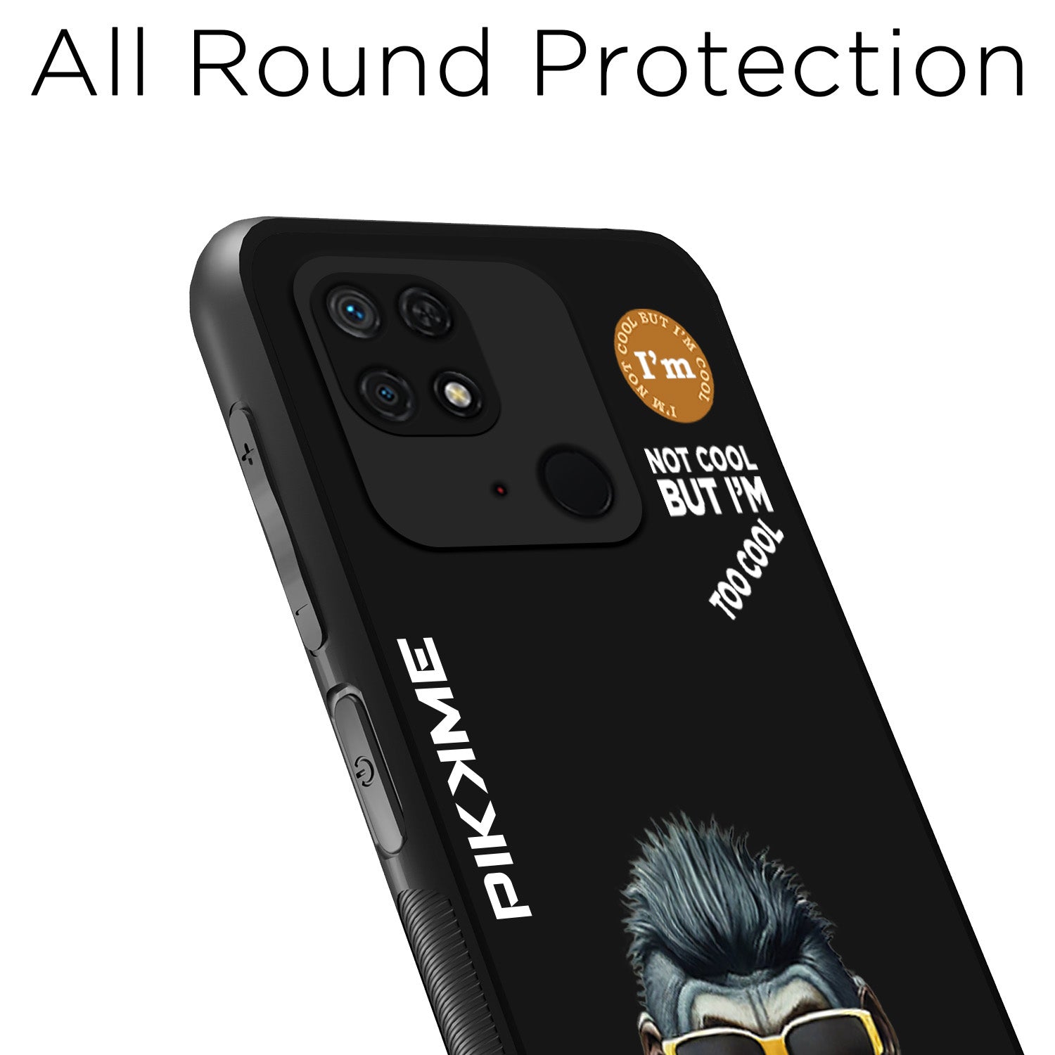 Pikkme Back Cover Pc Tpu + Printed Cool Funky Stylish Black Gorilla Swag Raised Edges Camera Protection |Bumper Case For Redmi 10 (Design 07)