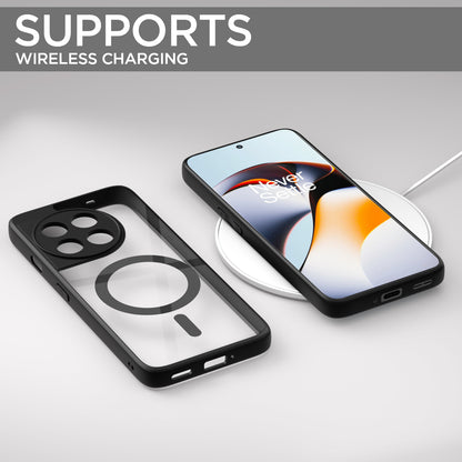 Pikkme OnePlus 11R 5G Eagle 2 Mag-Safe Shockproof Hard Transparent Back Cover (Black)