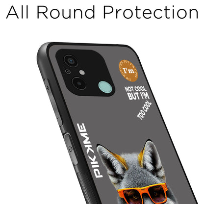 Pikkme Back Cover Pc Tpu + Printed Cool Funky Stylish Grey Wolf Swag Raised Edges Camera Protection |Bumper Case For Redmi 12C (Design 01)