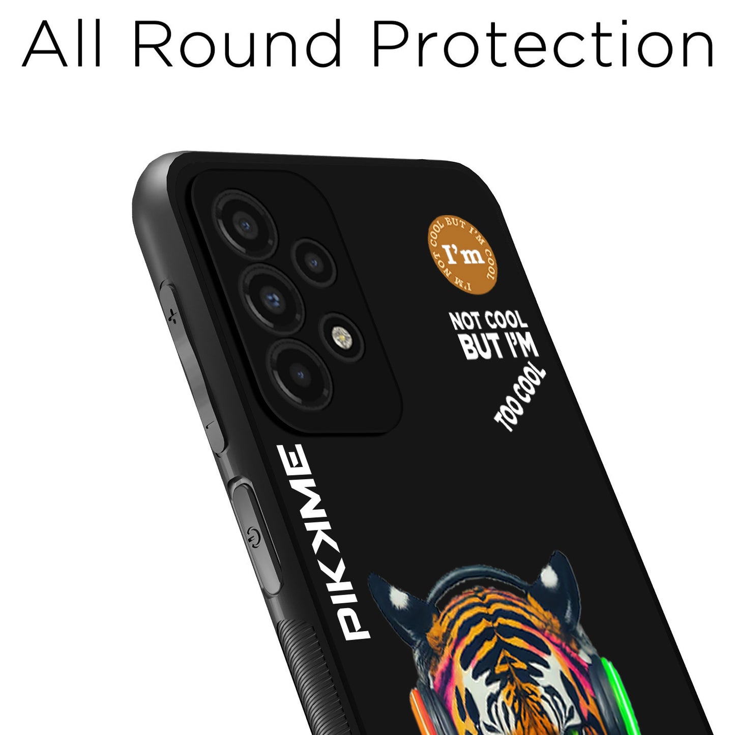 Pikkme Back Cover Pc Tpu + Printed Cool Funky Stylish Black Tiger Swag Raised Edges Camera Protection |Bumper Case For Samsung Galaxy A53 (Design 06)