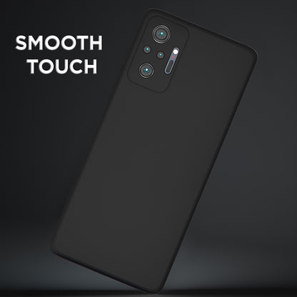 Pikkme Mi Redmi Note 10 Pro / Note 10 Pro Max Soft Matte Liquid Silicone Back Cover (Black)