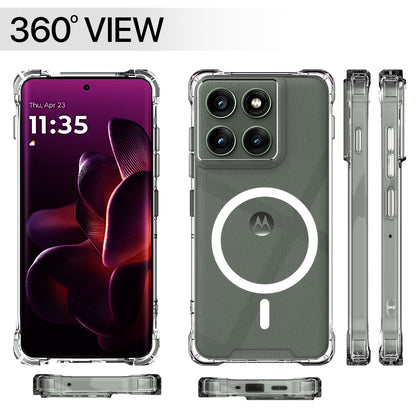 Pikkme Motorola Moto Edge 60 Pro 5G Mag-Safe Shockproof PC + TPU Back Cover (Transparent)