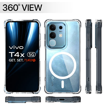 Pikkme Vivo T4x 5G / iQoo Z10x 5G Mag-Safe Shockproof PC + TPU Back Cover (Transparent)