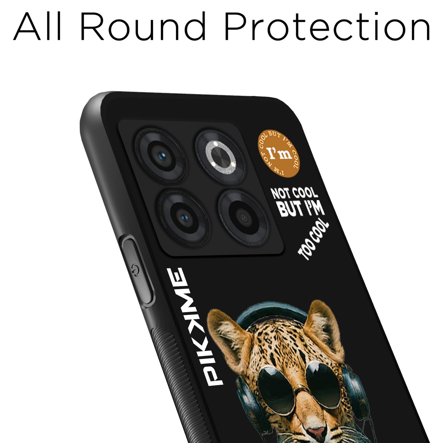 Pikkme Back Cover Pc Tpu + Printed Cool Funky Stylish Black Leopard Swag Raised Edges Camera Protection |Bumper Case For OnePlus 10T (Design 04)