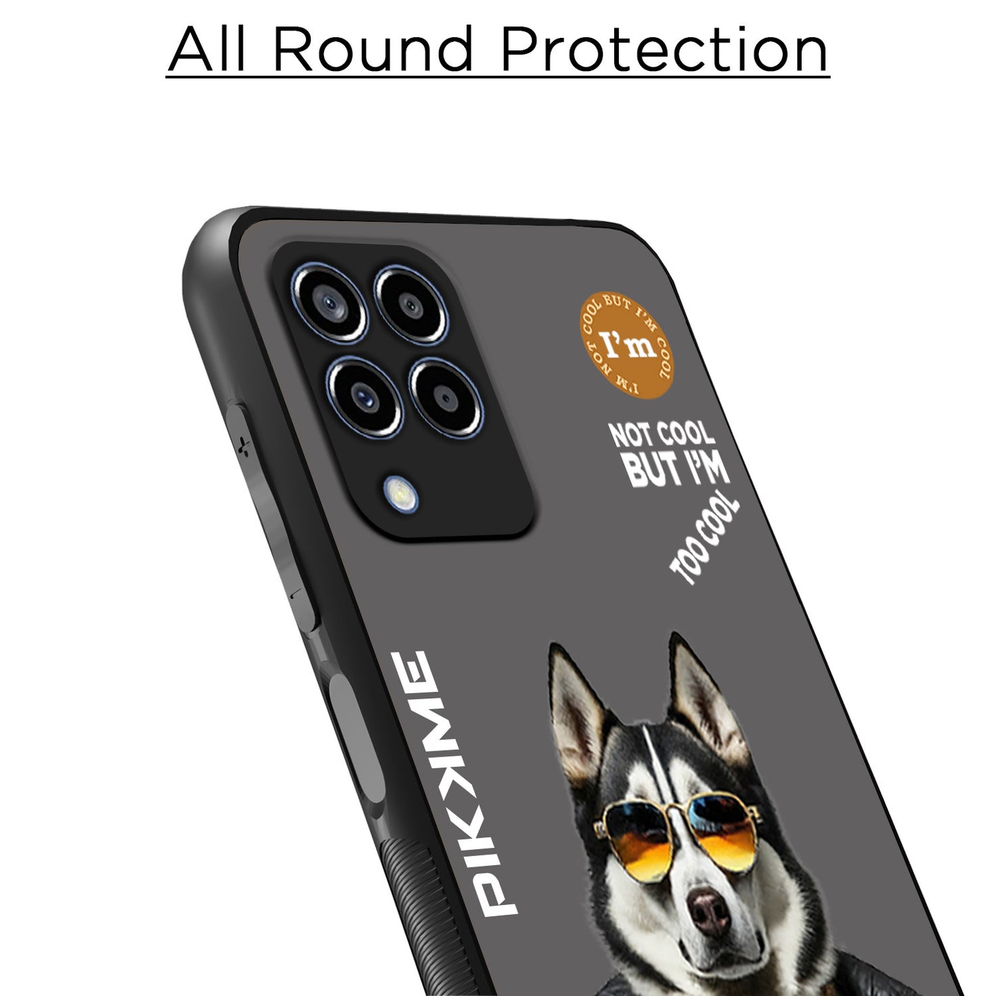 Pikkme Back Cover Pc Tpu + Printed Cool Funky Stylish Grey Dog Swag Raised Edges Camera Protection |Bumper Case For Samsung Galaxy M33 5G (Design 02)