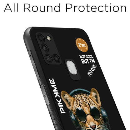 Pikkme Back Cover Pc Tpu + Printed Cool Funky Stylish Black Leopard Swag Raised Edges Camera Protection |Bumper Case For Samsung Galaxy A21S (Design 04)