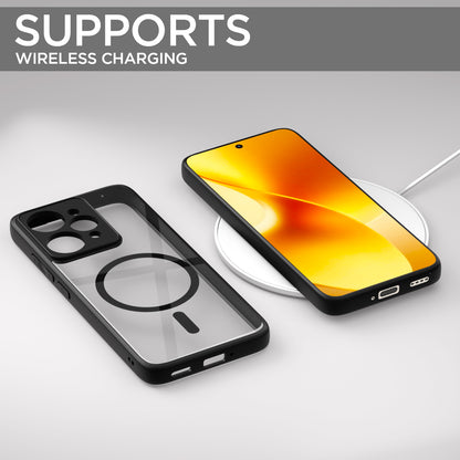 Pikkme Realme 15 pro 5G Eagle 2 Mag-Safe Shockproof Hard Transparent Back Cover (Black)