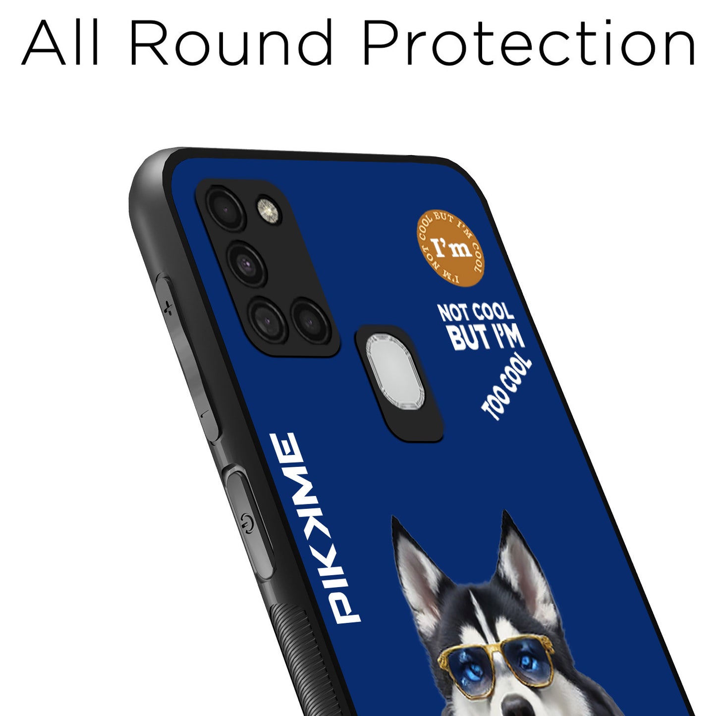 Pikkme Back Cover Pc Tpu + Printed Cool Funky Stylish Blue Dog Swag Raised Edges Camera Protection |Bumper Case For Samsung Galaxy A21S (Design 08)