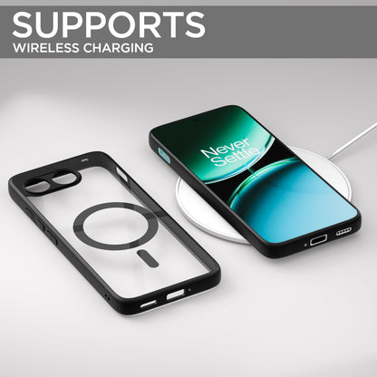 Pikkme OnePlus Nord 4 5G Eagle 2 Mag-Safe Shockproof Hard Transparent Back Cover (Black)