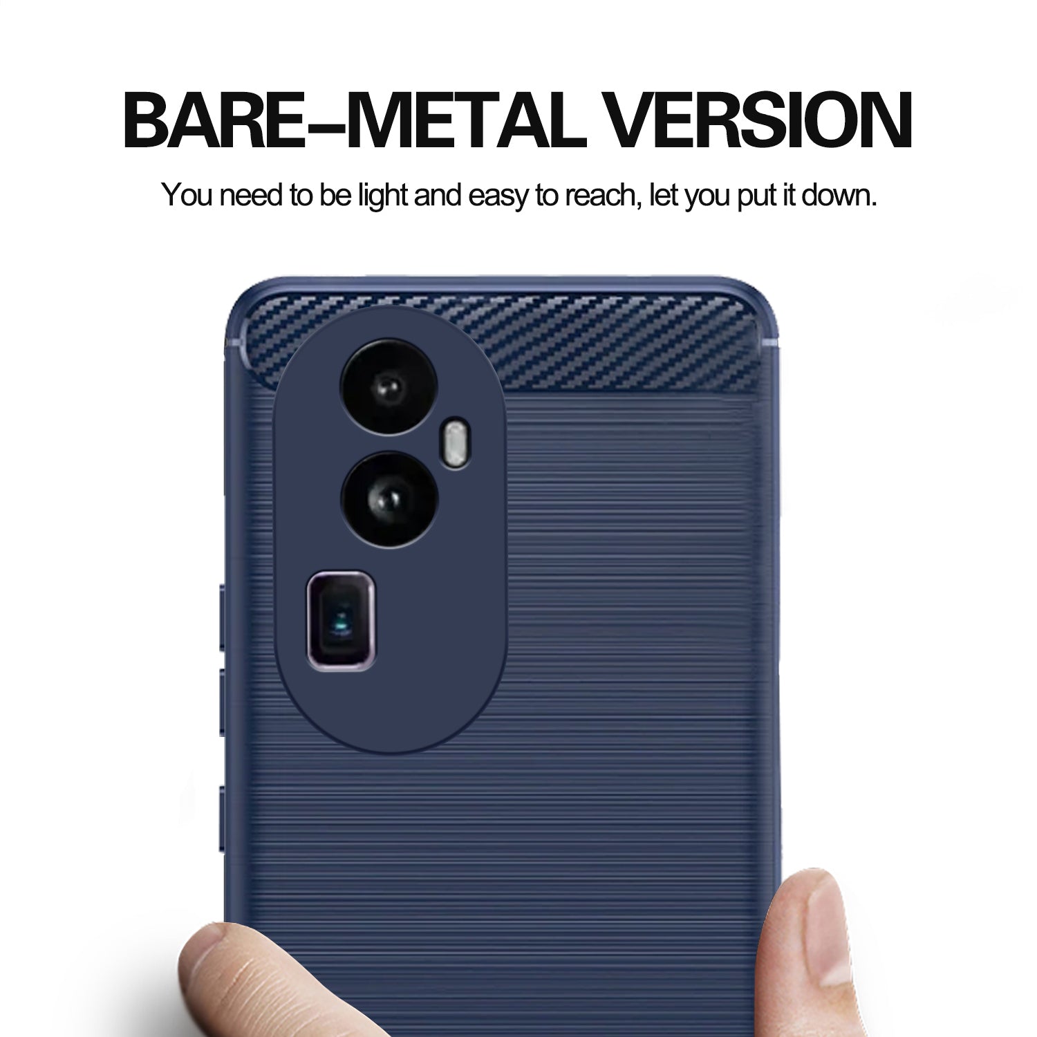Pikkme Oppo Reno 10 Pro Plus 5G  Hybrid Carbon Fiber Back Cover (Blue)
