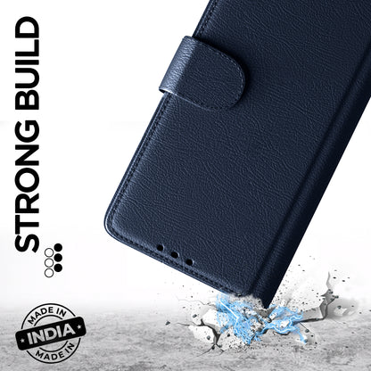 Pikkme Motorola Moto G67 Power 5G / G57 Power 5G Premium Leather Finish Vintage Flip Cover (Blue)
