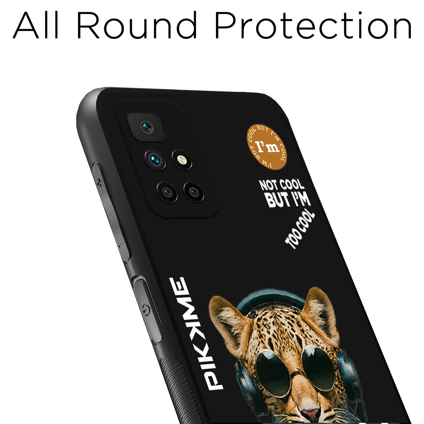 Pikkme Back Cover Pc Tpu + Printed Cool Funky Stylish Black Leopard Swag Raised Edges Camera Protection |Bumper Case For Redmi 10 Prime (Design 04)