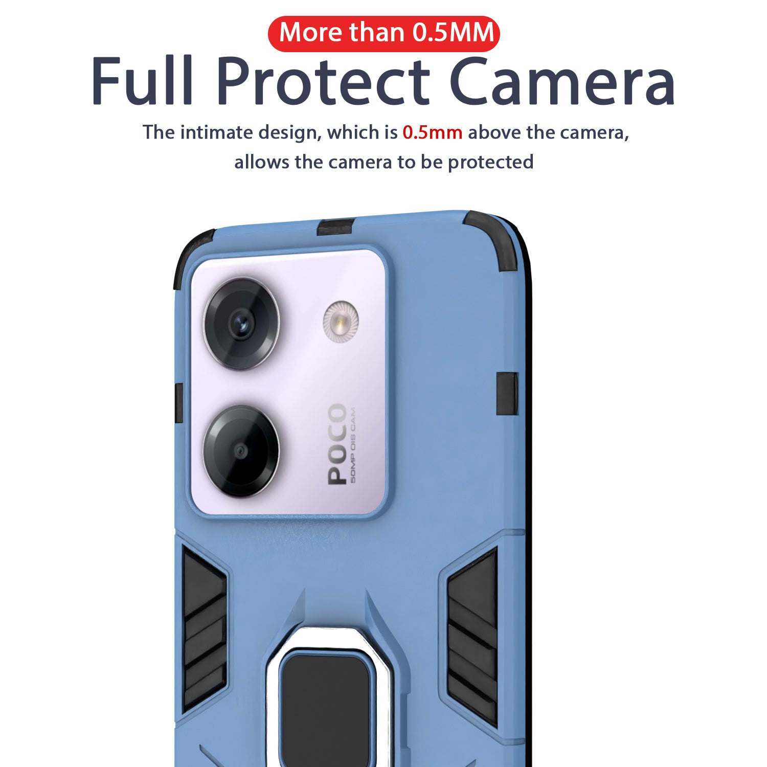 Pikkme Poco M7 Pro 5G D5 Tough Armor Back Cover (Blue)