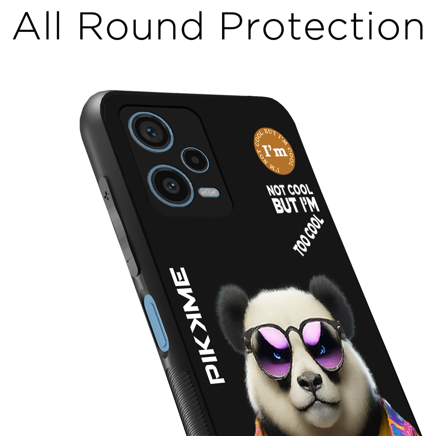 Pikkme Back Cover Pc Tpu + Printed Cool Funky Stylish Black Panda Swag Raised Edges Camera Protection |Bumper Case For Redmi Note 12 Pro Plus (Design 05)